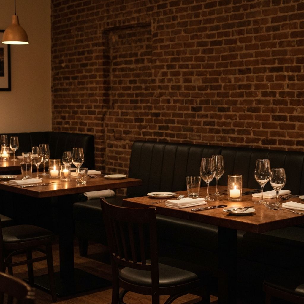 Elegant restaurant interior with warm lighting