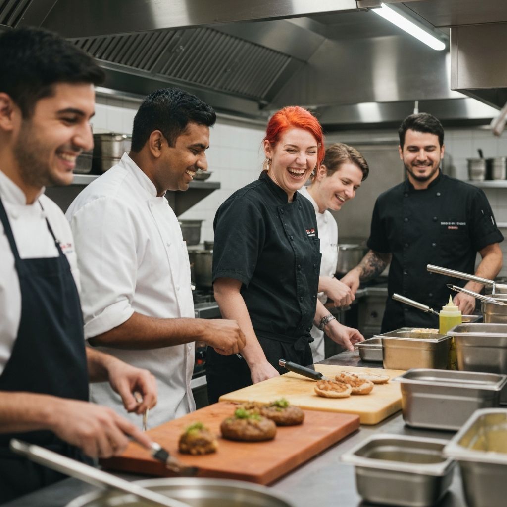 Team members collaborating in the kitchen